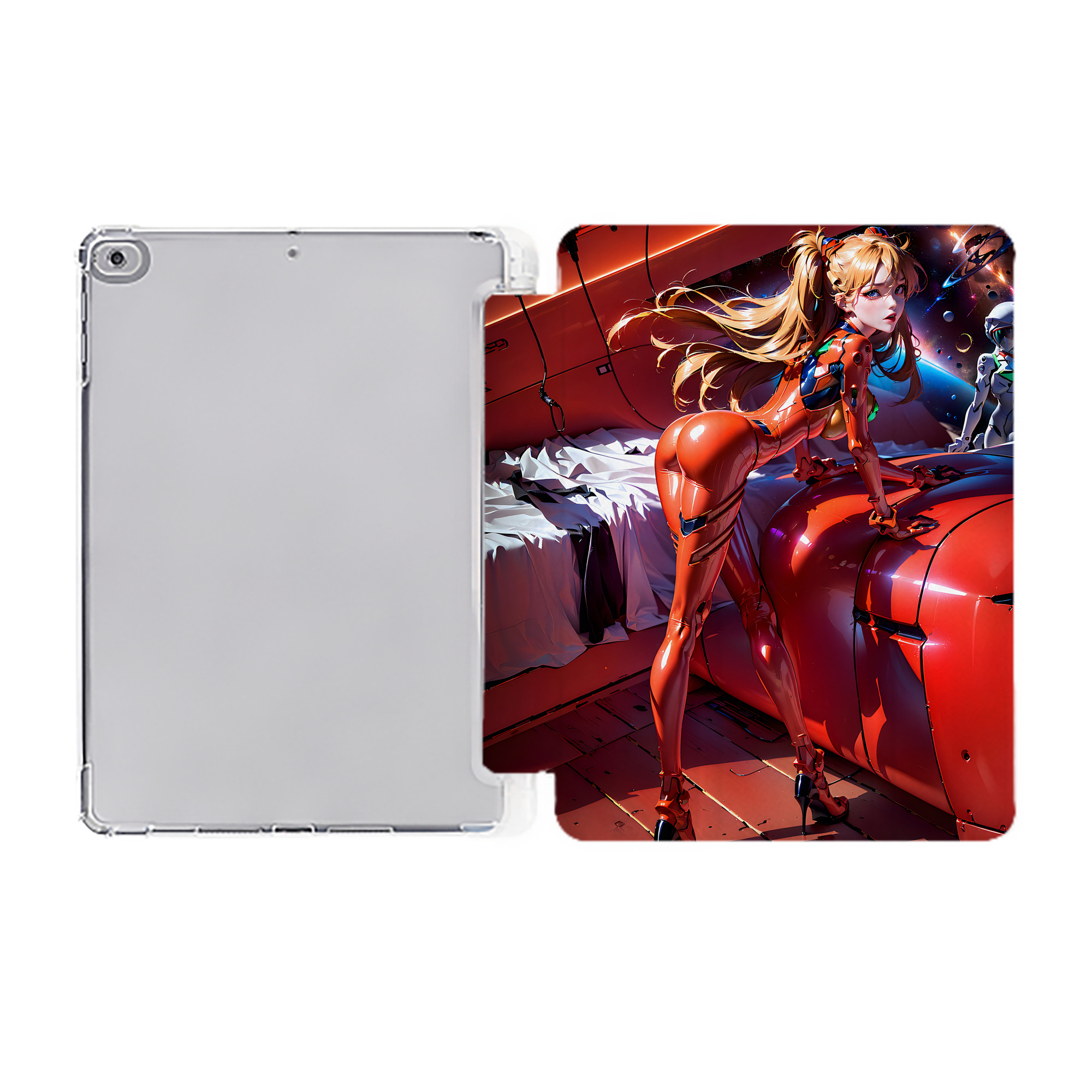 （画像用） EVA 新世紀エヴァンゲリオン IPad ケース ペン収納付き 三つ折りスタンド PUレザー×シリコン 対応機種9.5/10.5/10.9インチ